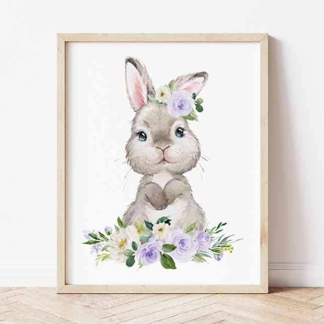 Bunny, Boskap, Lilac Flowers, Gender Neutral Fototryck (Skapare uppladdad)