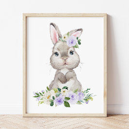 Bunny, Boskap, Lilac Flowers, Gender Neutral Poster
