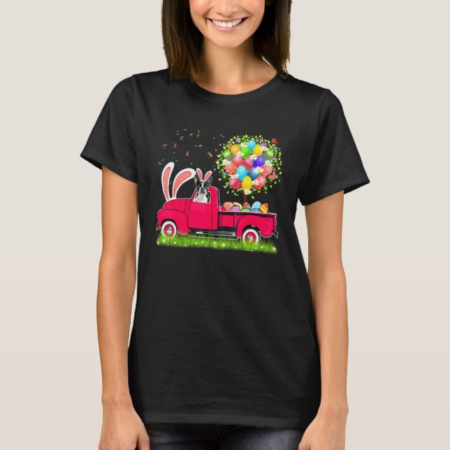 Bunny Boston Terrier Glad påsk Eggs Träd T Shirt (Framsida)