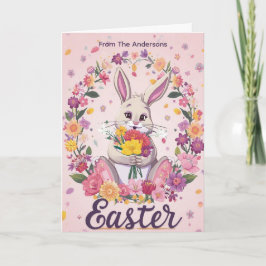  Bunny Bouquet Easter Holiday personalized card Helgkort