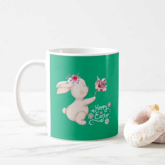 Bunny Bouquet of Flowers Kaffemugg (Med munk)