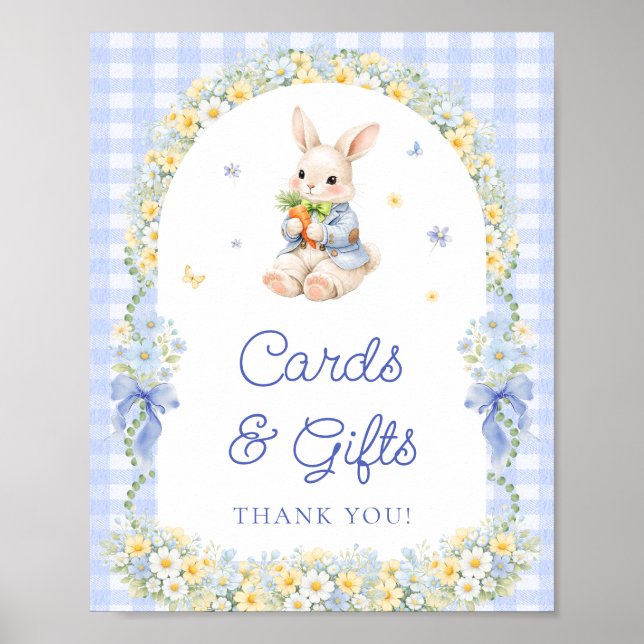 Bunny Boy Baby Shower Cards and Gifts Poster (Framsidan)