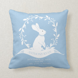 Bunny Boys Baby Birth Stats Pillow Kudde