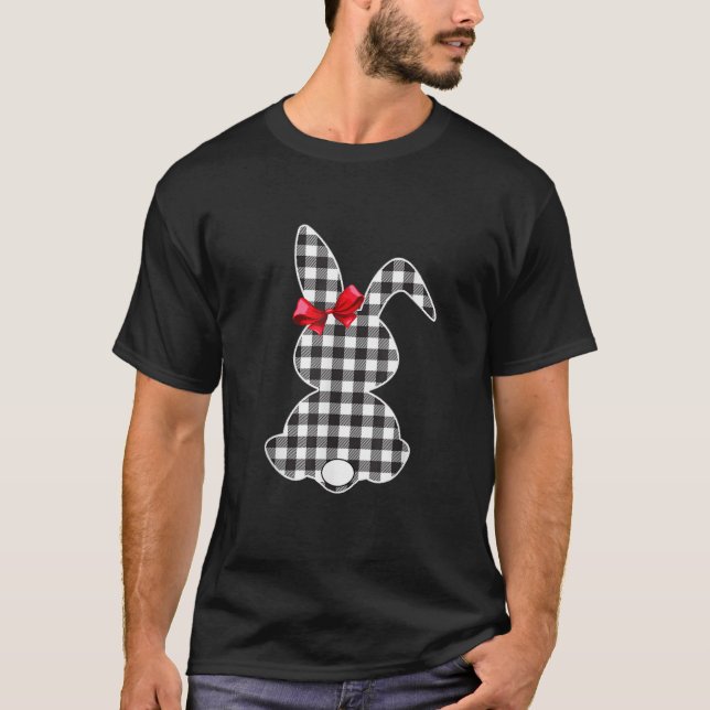 Bunny Buffalo Black Plaid Prin Happy Easter Day Wo T Shirt (Framsida)