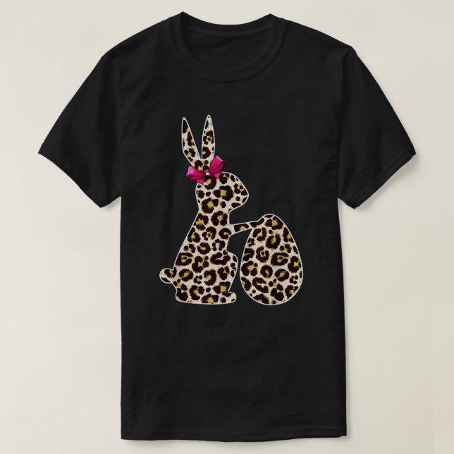 Bunny Buffalo Leopard Plaid Print Happy Easter Day T Shirt (Design framsida)