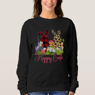 Bunny Buffalo Red Plaid Leopard Print Happy Easter T Shirt