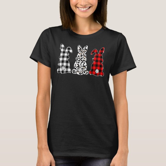 Bunny Buffalo Red Play Leopard Skriv ut Glad påsk T Shirt (Framsida)