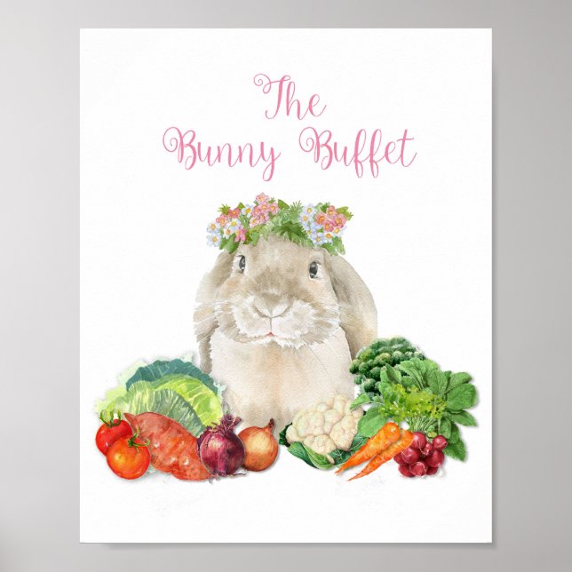 Bunny Buffet Påsk Party Poster Dekoration (Framsidan)