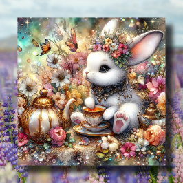 Bunny Butterflies Pastel Watercolor Påsk Tea Julkort