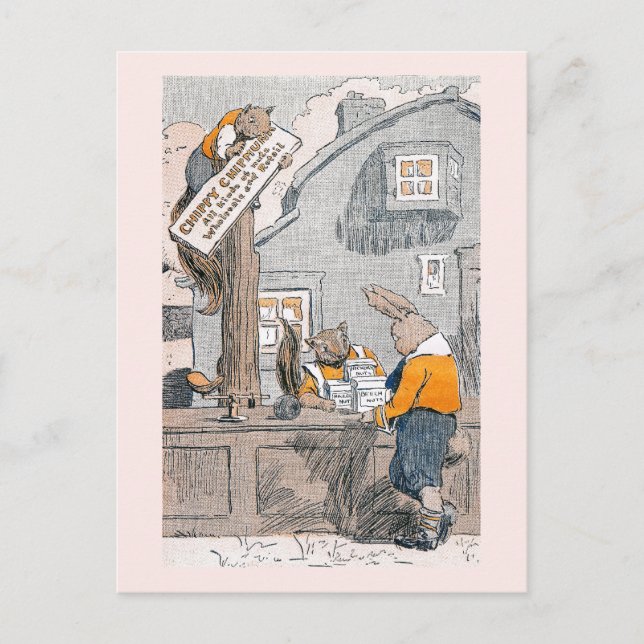 Bunny Buying Nöt från Chipmunks Vykort (Framsida)