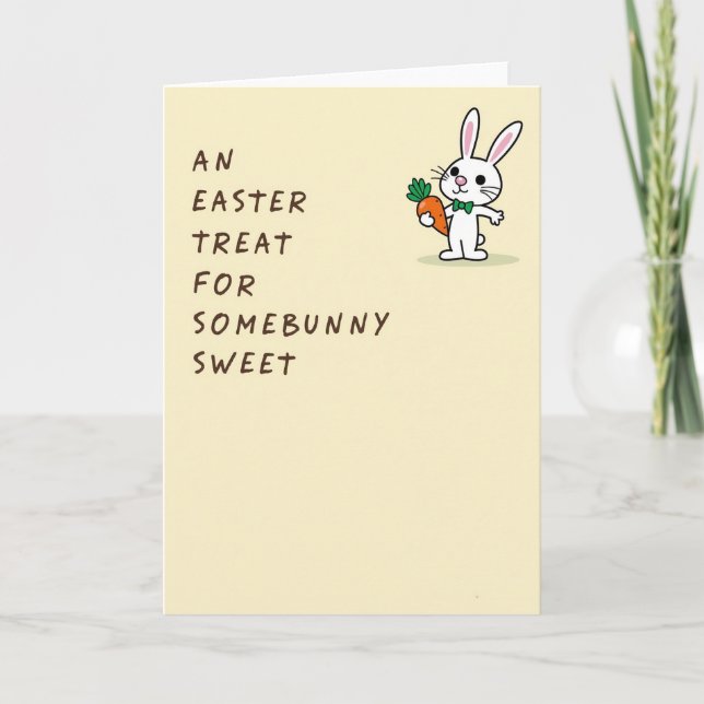 Bunny Carrot Treat Easter Card Kort (Framsida)