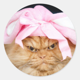 Bunny Cat Påsk Classic Round Sticker Runt Klistermärke