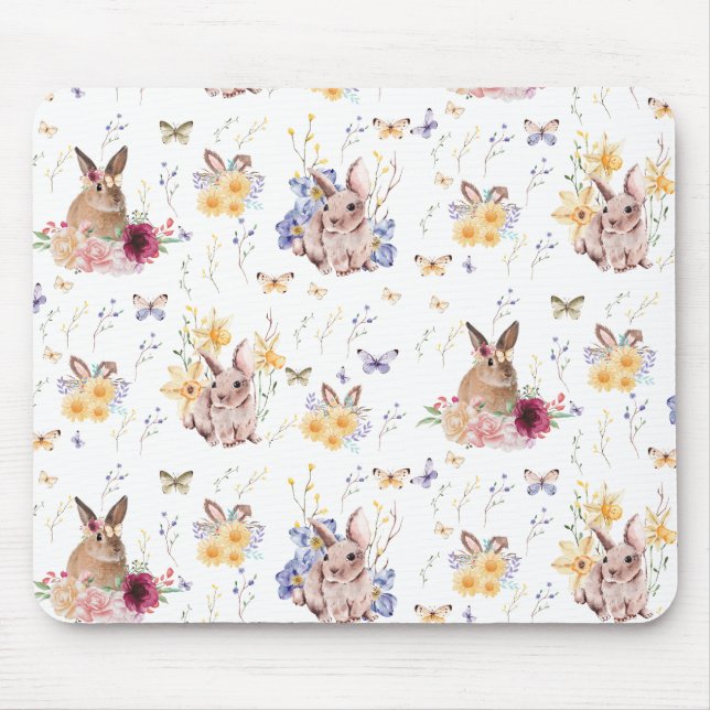 Bunny Celebrates-Påsk-dagen med fjärilar Musmatta (Framsidan)