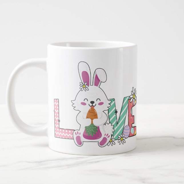 Bunny Celebrates Påsk Day Giant Coffee Mugg Jumbo Mugg (Vänster)