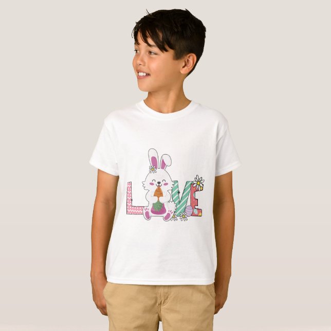 Bunny Celebrates Påsk Day T Shirt (Hel framsida)