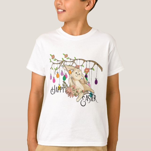Bunny Celebrates Påsk Day T Shirt (Framsida)