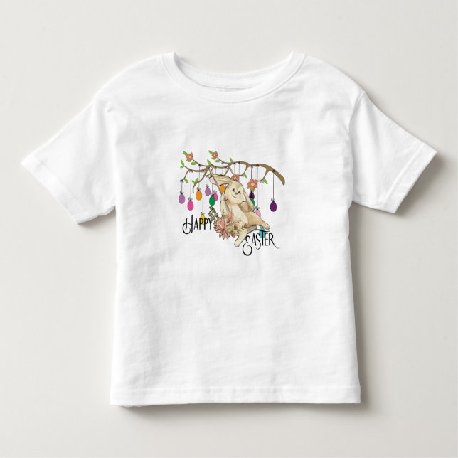 Bunny Celebrates Påsk Day T Shirt (Framsida)