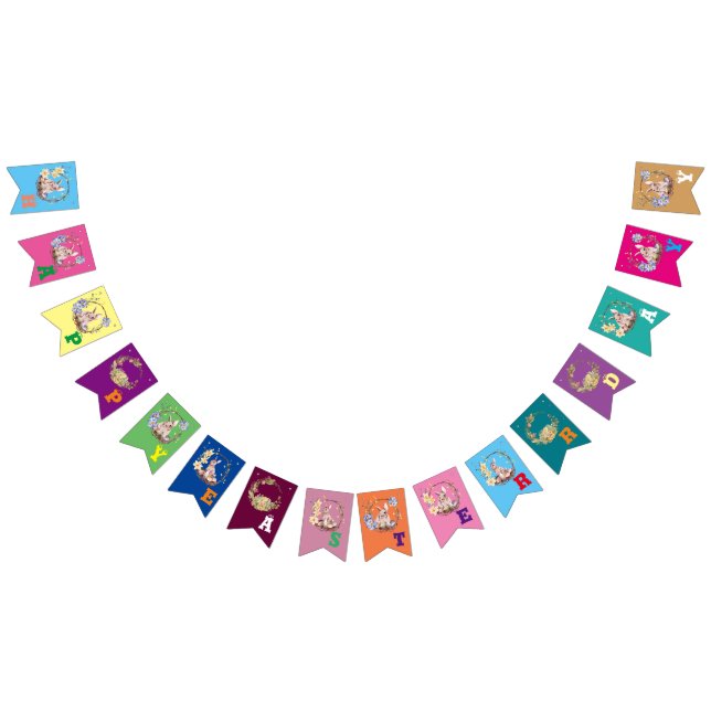 Bunny Celebrates Påsk Day Vimplar (Alla)