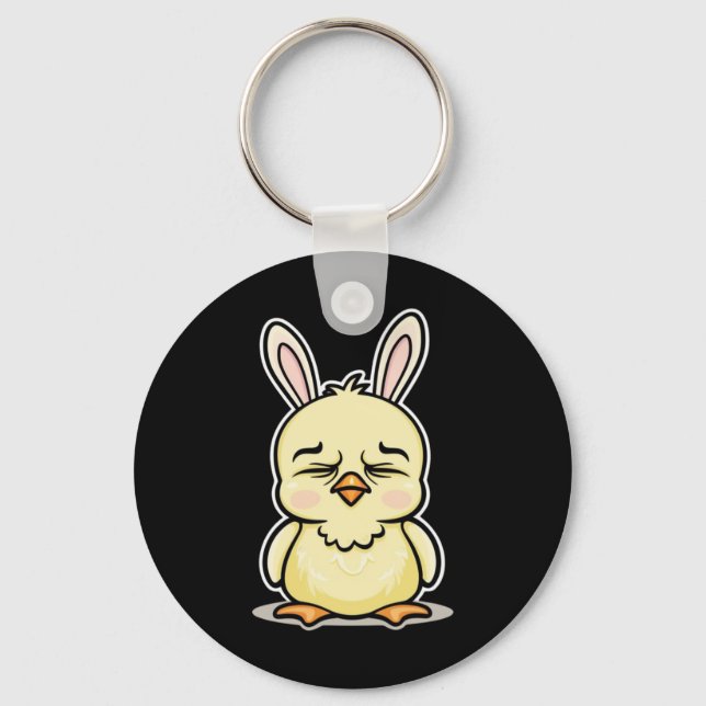 Bunny Chick Sticker1 Nyckelring (Framsida)