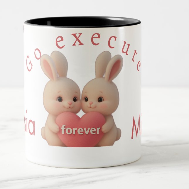 Bunny Christmas Stocking – Personal Holiday Ch arm Två-Tonad Mugg (Bunny Christmas Stocking – Personal Holiday Ch arm Two-Tone Coffee Mug)