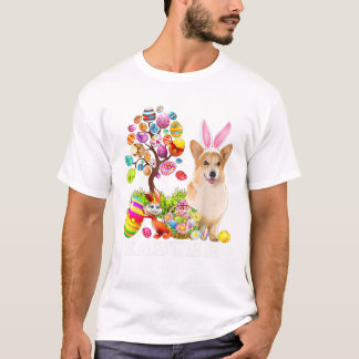 Bunny Corgi Dog Happy Easter Eggs T Shirt