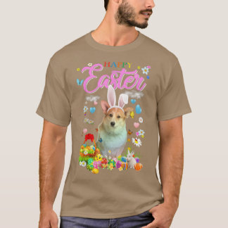 Bunny Corgi Hund Glad påsk Eggs  T Shirt