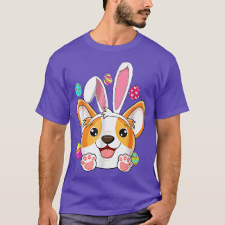 Bunny Corgi Påsk Rabbit Öron Corgi Älskare Egg Hun T Shirt