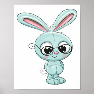 Bunny Cute Kawaii Tecknad Poster