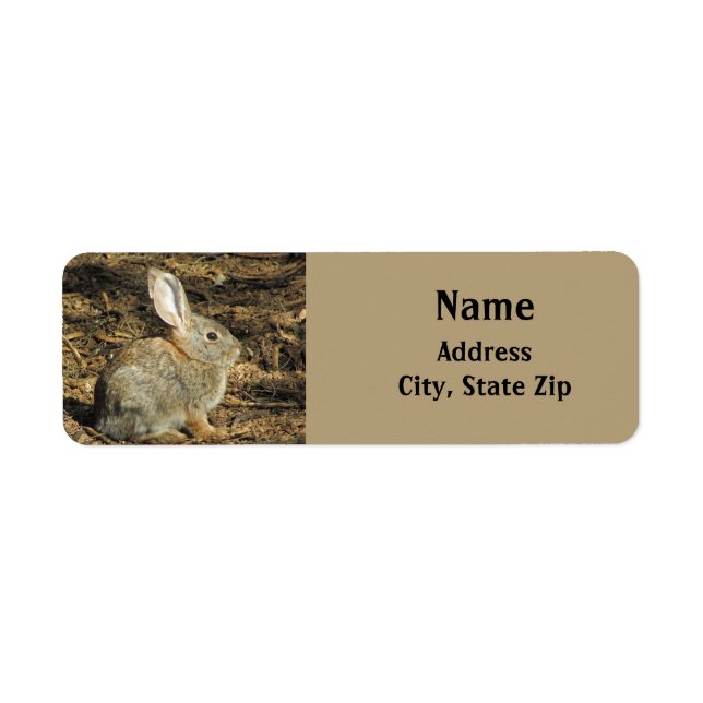 Bunny Cute Little Rabbit Brown Desert Animal Returadress Etikett (Framsidan)