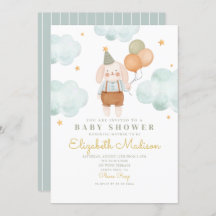 Bunny Cute Rosa & Baloons Cloud Baby Shower
