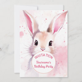 Bunny Cute Rosa Pastel Watercolor Inbjudningar