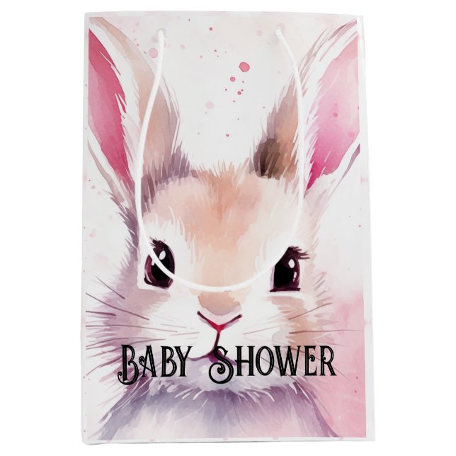 Bunny Cute Watercolor Rosa babydusch (Framsidan)
