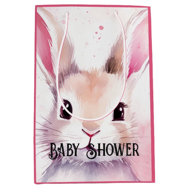 Bunny Cute Watercolor Rosa babydusch (Framsidan)