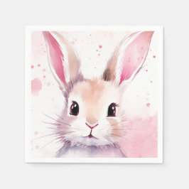 Bunny Cute Watercolor Rosa Pappersservett