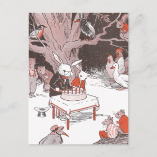 Bunny Cuts Birthday Cake Vykort