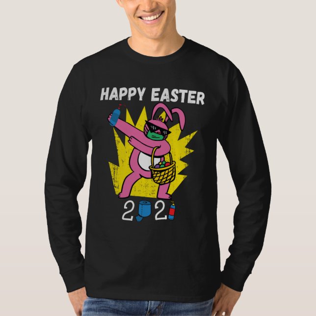 Bunny Dabbing Happy Easter 2021 Bunny Wearing Face T Shirt (Framsida)