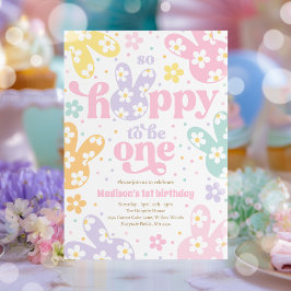 Bunny Daisy Floral Pastel Spring 1st Birthday Inbjudningar
