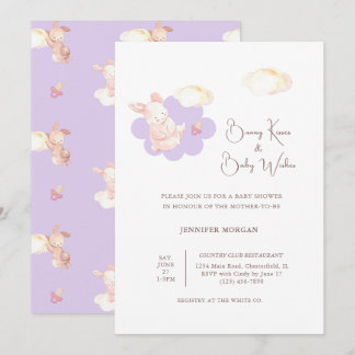 Bunny Dreams Lila Baby Shower-inbjudan Inbjudningar