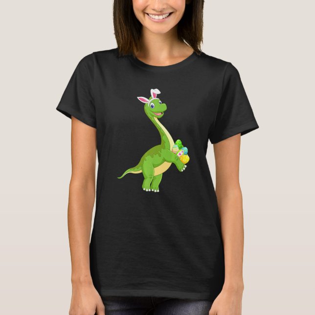 Bunny Ear Dinosaur Påskägg Hunting Dinosaur Eas T Shirt (Framsida)