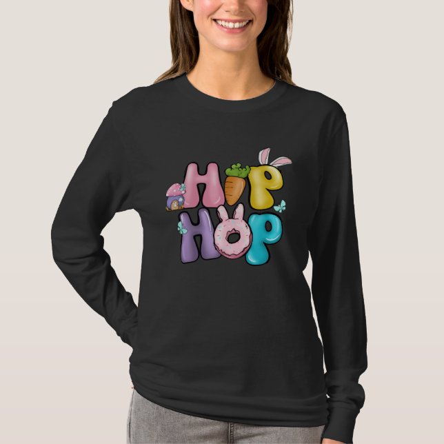 Bunny Ear Retro Groovy Hip Hop Easter Day T Shirt (Framsida)