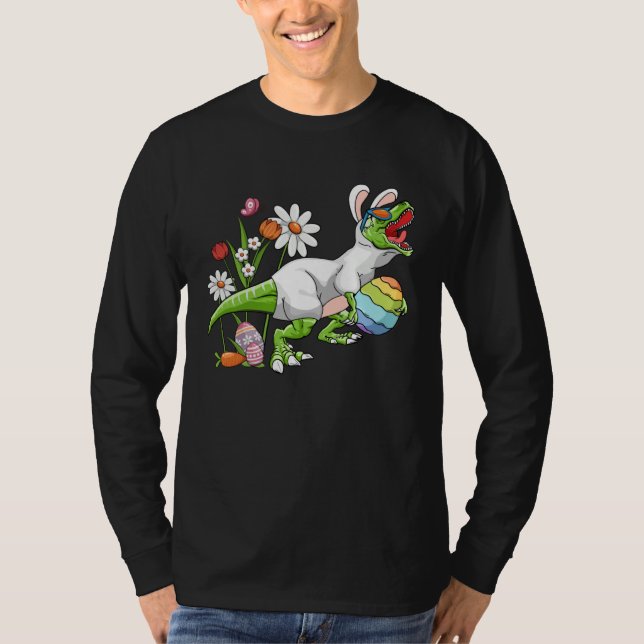 Bunny Easter Basket Stuffers Easter Dinosaur  Boys T Shirt (Framsida)