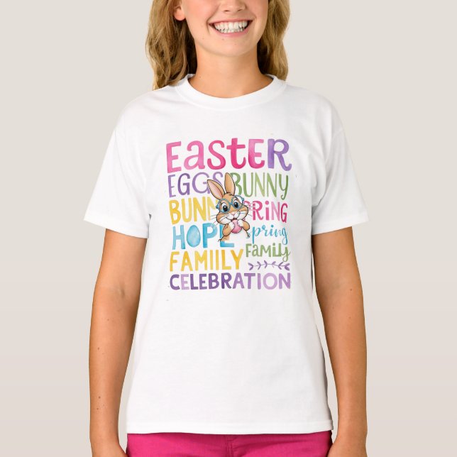 Bunny Easter Shirt, Personalized Easter funnyBunny T Shirt (Framsida)