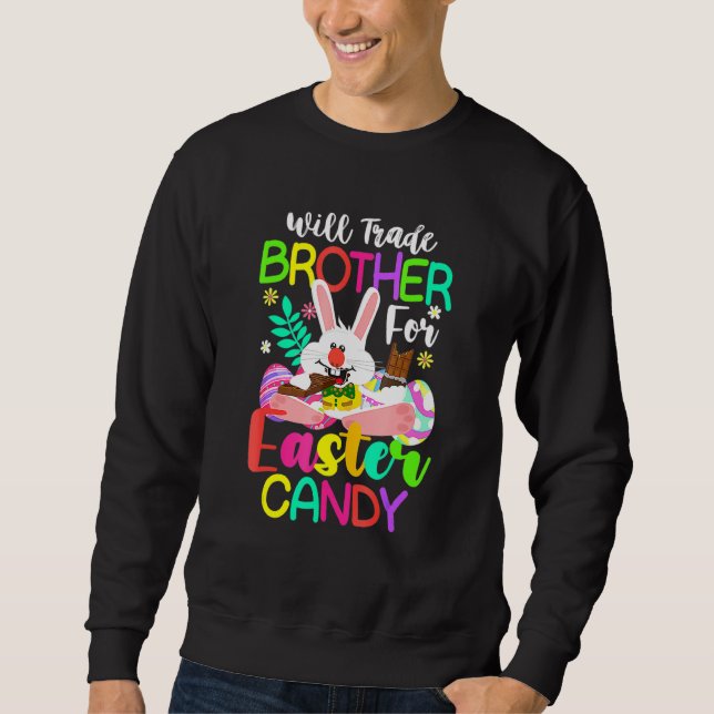 Bunny Eat Chocolate Eggs kommer att bli handelsbro Lång Ärmad Tröja (Framsida)