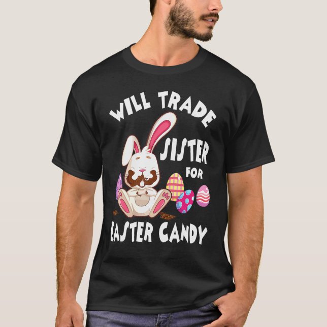 Bunny Eat Chocolate Eggs kommer att vara ett hande T Shirt (Framsida)