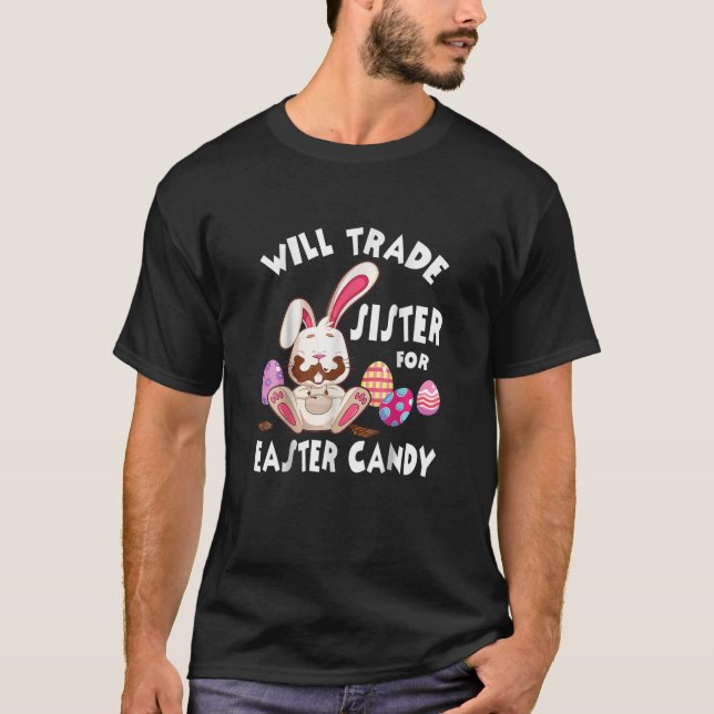 Bunny Eat Chocolate Eggs kommer att vara ett hande T Shirt (Framsida)