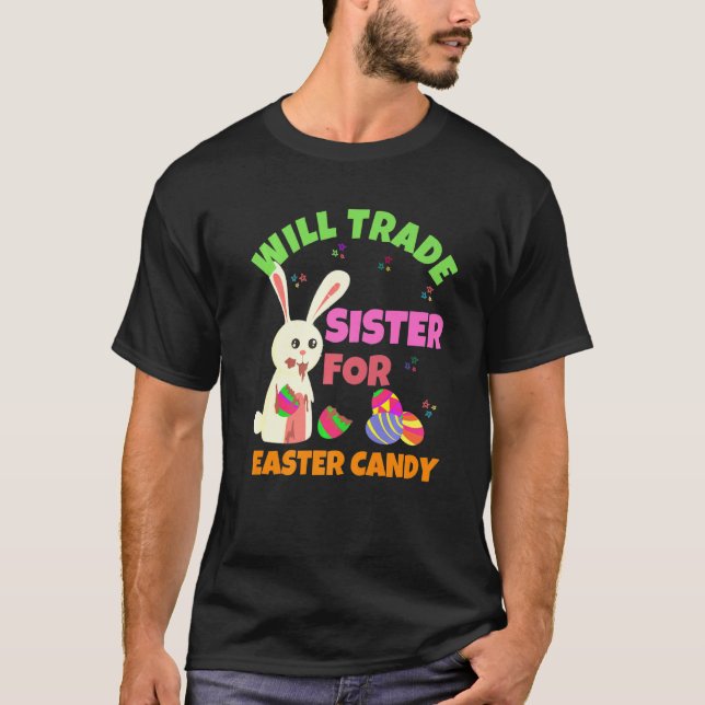 Bunny Eat Chocolate Eggs kommer att vara ett hande T Shirt (Framsida)