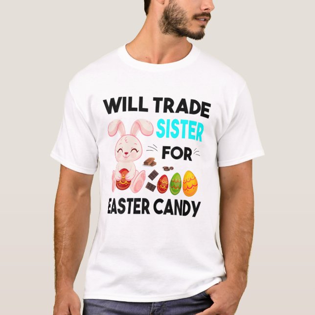 Bunny Eat Chocolate Eggs kommer att vara ett hande T Shirt (Framsida)