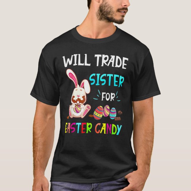 Bunny Eat Chocolate Eggs kommer att vara ett hande T Shirt (Framsida)