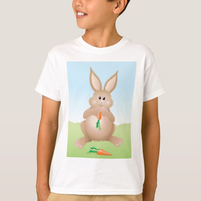 Bunny Eating Carrot Adorable Rabbit T Shirt (Framsida)