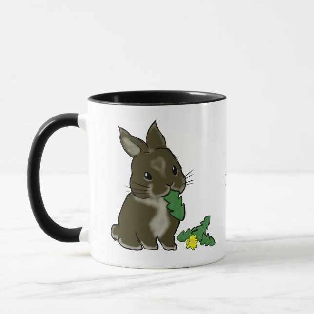 Bunny eating dandelion  mugg (Vänster)
